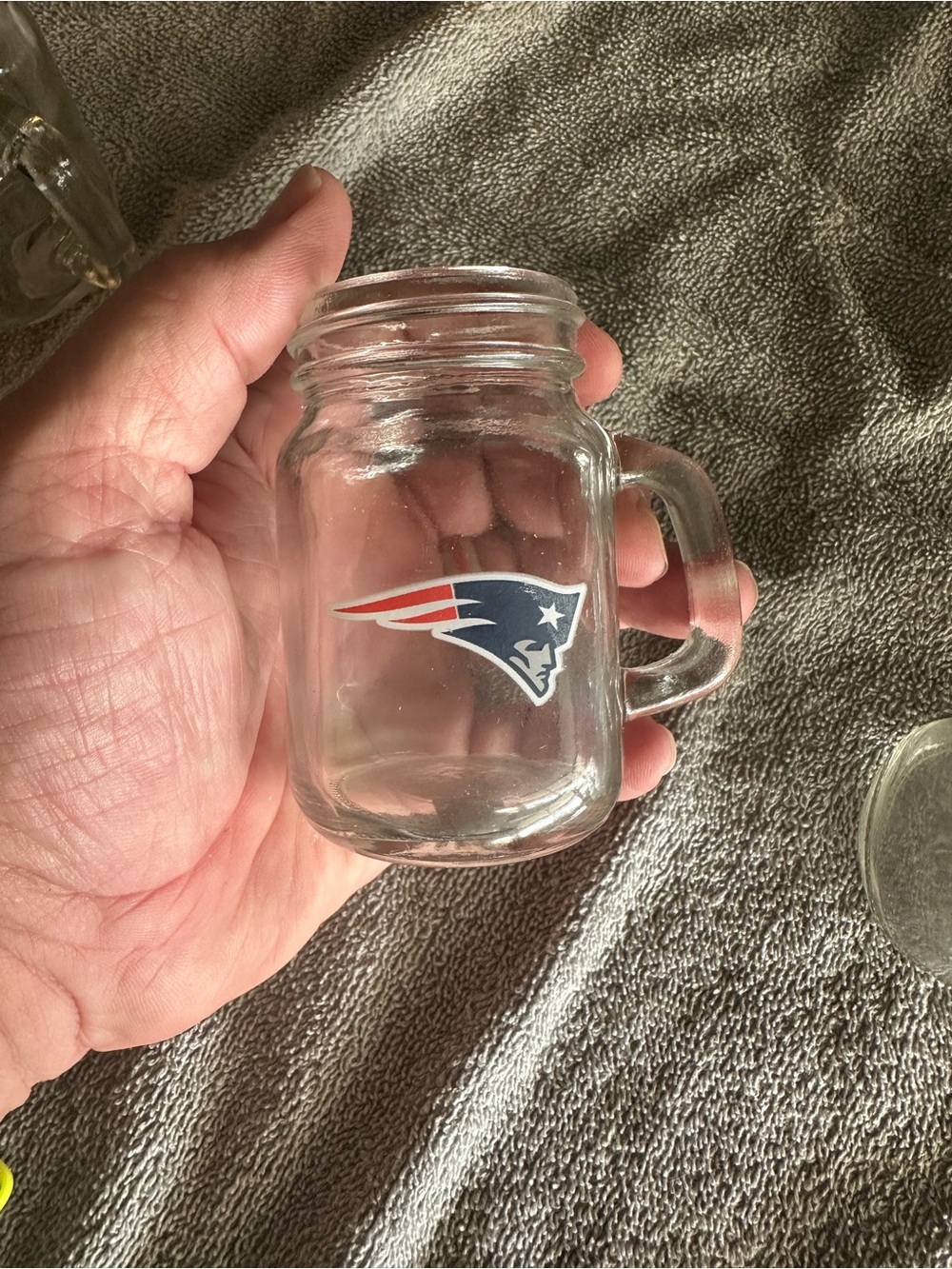 New England Patriots Clear Glass Mini Mason Mug - Clear